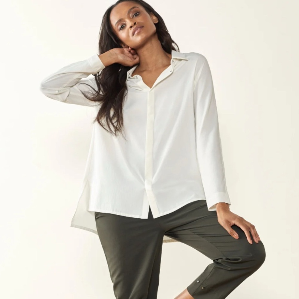 A DAY Something Borrowed White Shirt Blouse size L